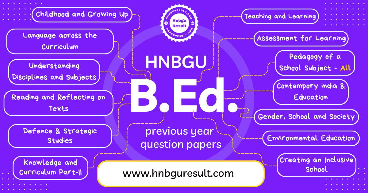 A scanned copy of the previous question paper for the Hnbgu B.Ed. 2nd Sem Previous Question papers. The paper includes questions on all the major topics covered in the course.